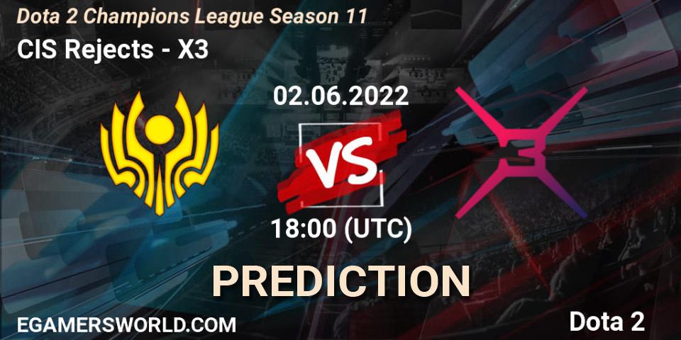 CIS Rejects vs X3: Match Prediction. 02.06.2022 at 18:38, Dota 2, Dota 2 Champions League Season 11