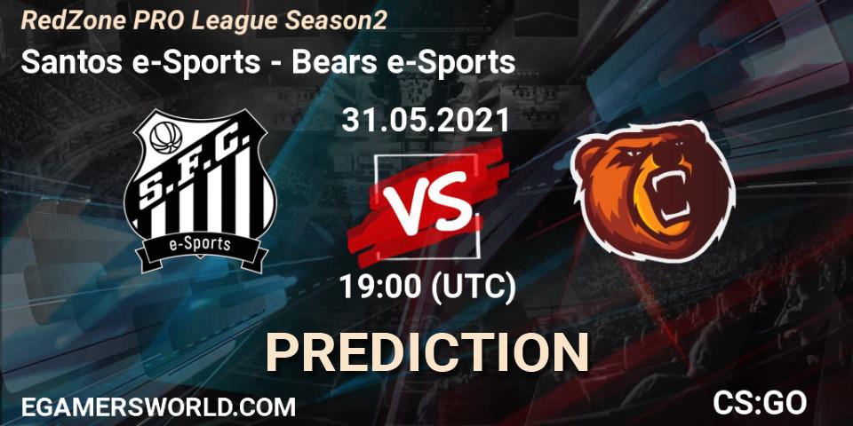 Santos e-Sports vs Bears e-Sports: Match Prediction. 31.05.2021 at 19:00, Counter-Strike (CS2), RedZone PRO League Season 2