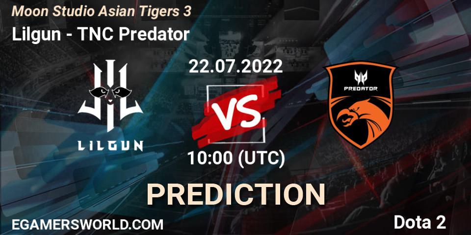 Lilgun vs TNC Predator: Match Prediction. 22.07.2022 at 10:17, Dota 2, Moon Studio Asian Tigers 3