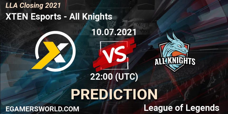 XTEN Esports vs All Knights: Match Prediction. 10.07.2021 at 23:00, LoL, LLA Closing 2021