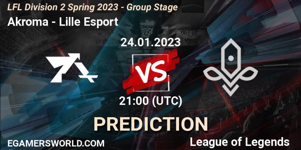 Akroma vs Lille Esport: Match Prediction. 24.01.2023 at 21:15, LoL, LFL Division 2 Spring 2023 - Group Stage