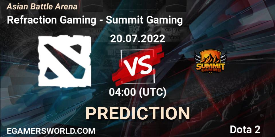 Refraction Gaming vs Summit Gaming: Match Prediction. 20.07.2022 at 04:00, Dota 2, Asian Battle Arena