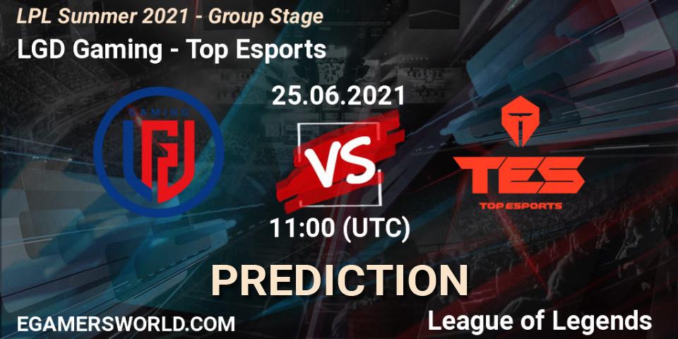 LGD Gaming vs Top Esports: Match Prediction. 25.06.2021 at 11:00, LoL, LPL Summer 2021 - Group Stage