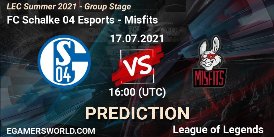 FC Schalke 04 Esports vs Misfits: Match Prediction. 17.07.2021 at 16:00, LoL, LEC Summer 2021 - Group Stage