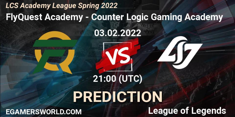 FlyQuest Academy vs Counter Logic Gaming Academy: Match Prediction. 03.02.2022 at 21:00, LoL, LCS Academy League Spring 2022