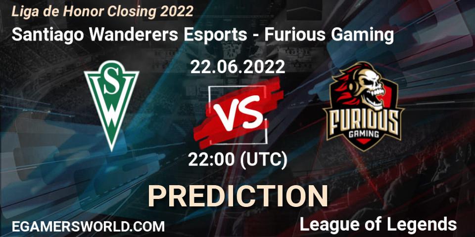 Santiago Wanderers Esports vs Furious Gaming: Match Prediction. 22.06.2022 at 22:00, LoL, Liga de Honor Closing 2022