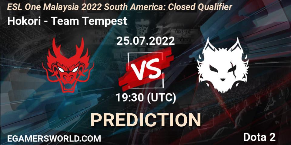 Hokori vs Team Tempest: Match Prediction. 25.07.2022 at 19:36, Dota 2, ESL One Malaysia 2022 South America: Closed Qualifier