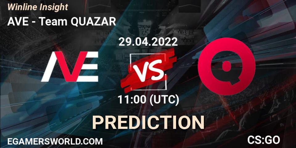 AVE vs QUAZAR: Match Prediction. 29.04.2022 at 11:00, Counter-Strike (CS2), Winline Insight