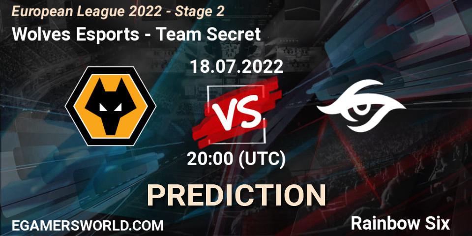 Wolves Esports vs Team Secret: Match Prediction. 18.07.2022 at 20:00, Rainbow Six, European League 2022 - Stage 2