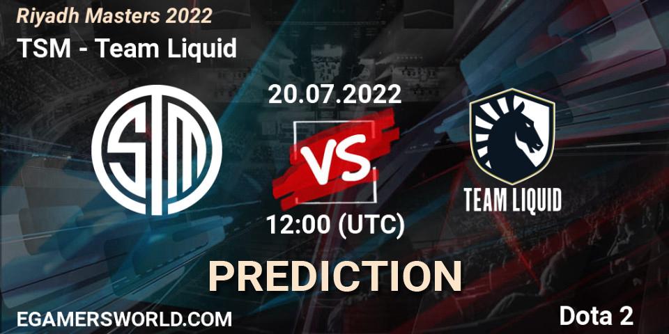 TSM vs Team Liquid: Match Prediction. 20.07.2022 at 12:38, Dota 2, Riyadh Masters 2022