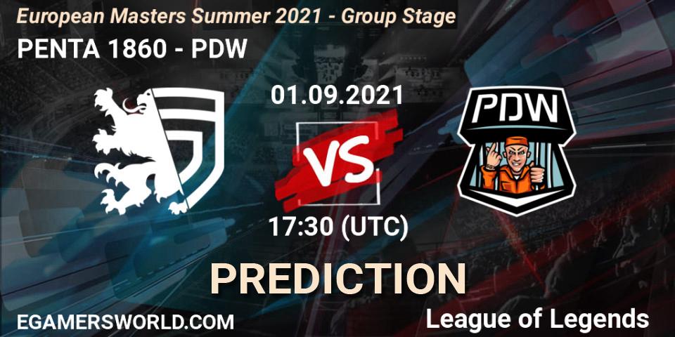 PENTA 1860 vs PDW: Match Prediction. 01.09.2021 at 17:30, LoL, European Masters Summer 2021 - Group Stage