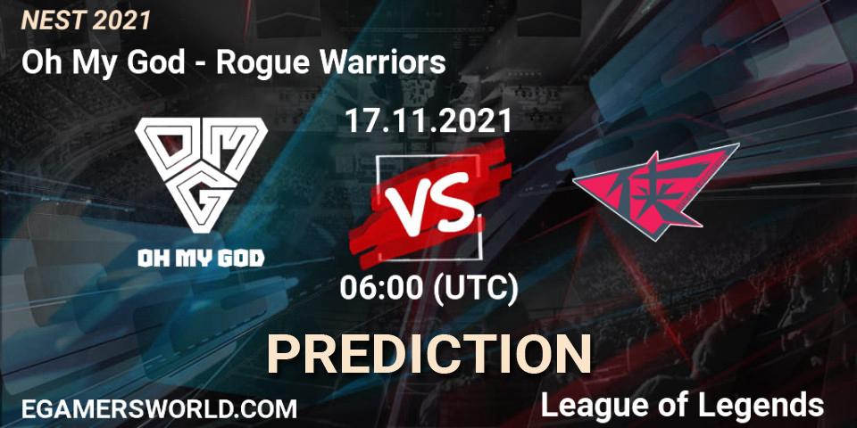 Rogue Warriors vs Oh My God: Match Prediction. 17.11.2021 at 06:00, LoL, NEST 2021