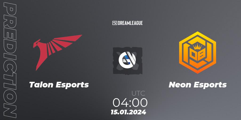 Talon Esports vs Neon Esports: Match Prediction. 15.01.2024 at 04:00, Dota 2, DreamLeague Season 22: Southeast Asia Closed Qualifier