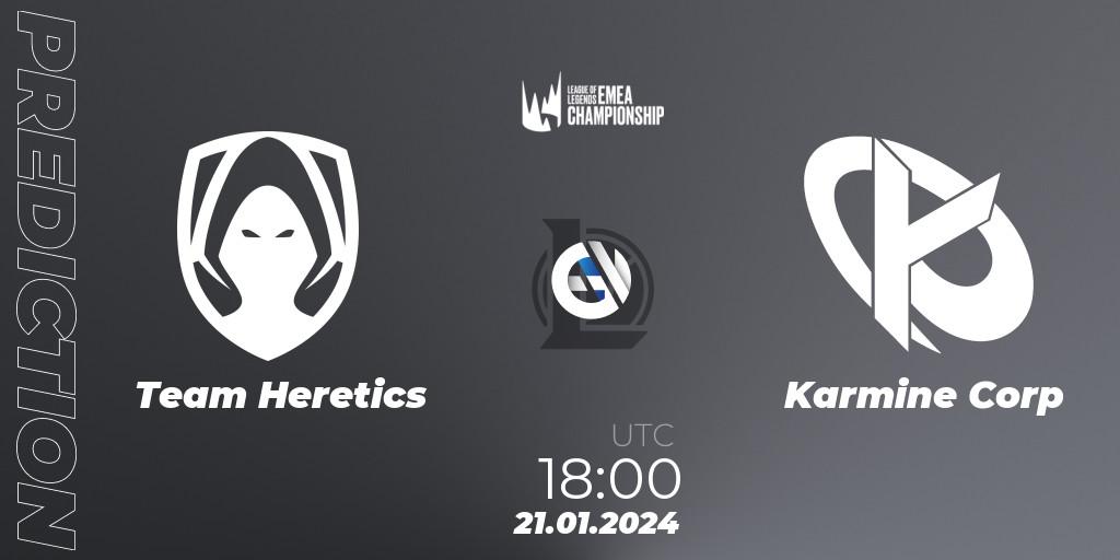 Team Heretics vs Karmine Corp: Match Prediction. 22.01.2024 at 20:00, LoL, LEC Winter 2024 - Regular Season