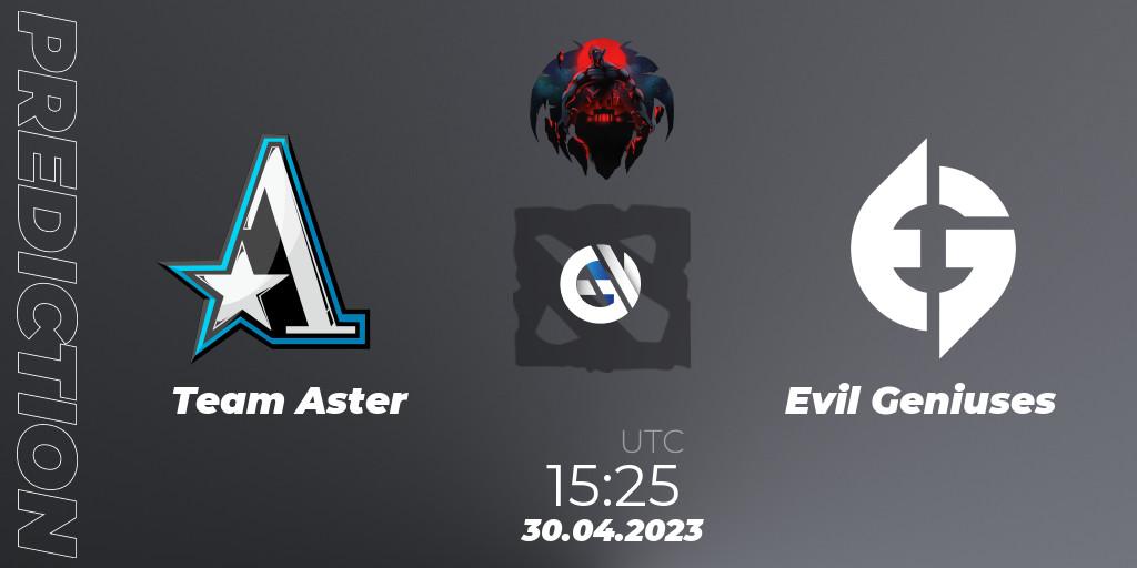Team Aster vs Evil Geniuses: Match Prediction. 30.04.23, Dota 2, The Berlin Major 2023 ESL - Group Stage