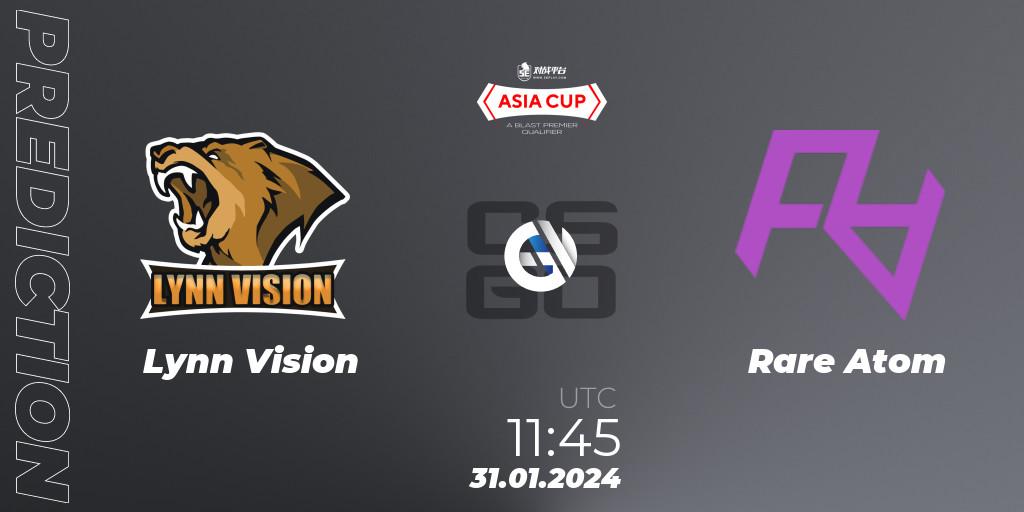 Lynn Vision vs Rare Atom: Match Prediction. 31.01.24, CS2 (CS:GO), 5E Arena Asia Cup Spring 2024 - BLAST Premier Qualifier