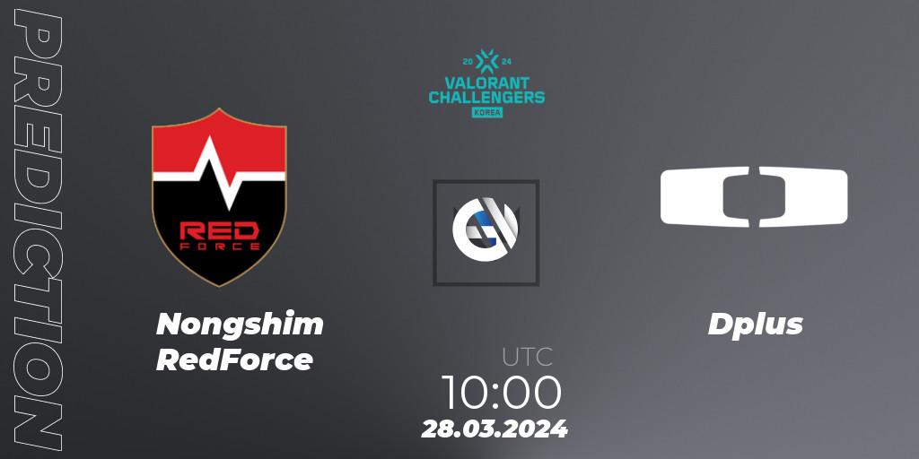 Nongshim RedForce vs Dplus: Match Prediction. 28.03.2024 at 10:00, VALORANT, VALORANT Challengers Korea 2024: Split 1