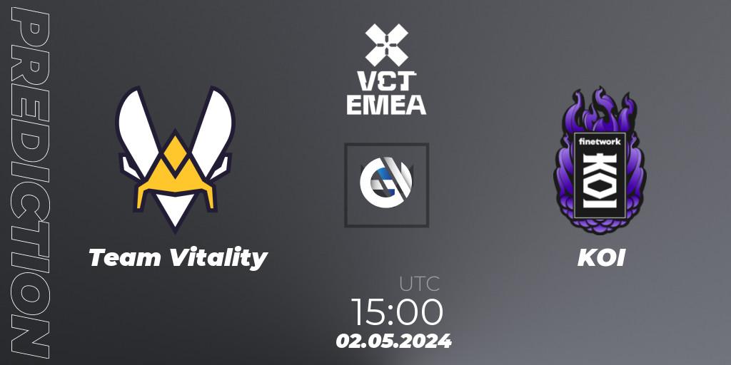 Team Vitality vs KOI: Match Prediction. 02.05.24, VALORANT, VALORANT Champions Tour 2024: EMEA League - Stage 1 - Group Stage