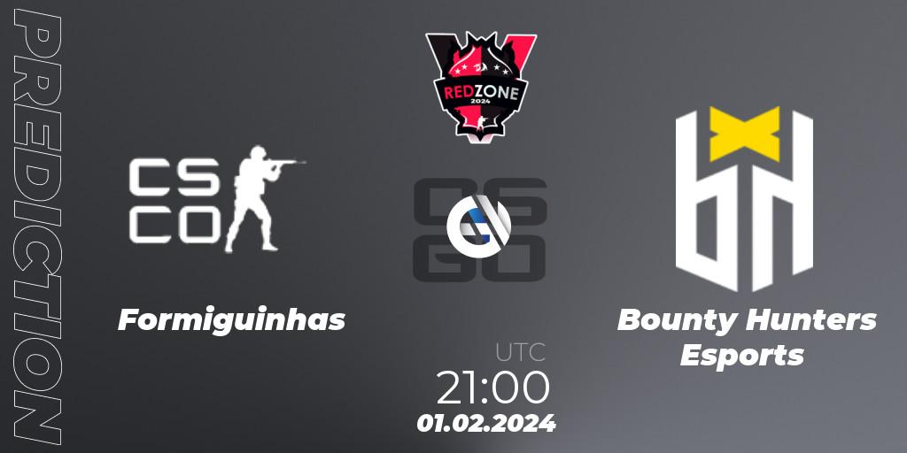 Formiguinhas vs Bounty Hunters Esports: Match Prediction. 01.02.2024 at 21:00, Counter-Strike (CS2), RedZone PRO League Season 1