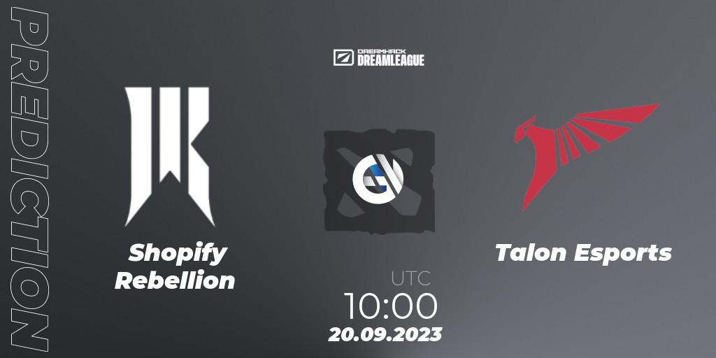 Shopify Rebellion vs Talon Esports: Match Prediction. 20.09.2023 at 09:55, Dota 2, DreamLeague Season 21