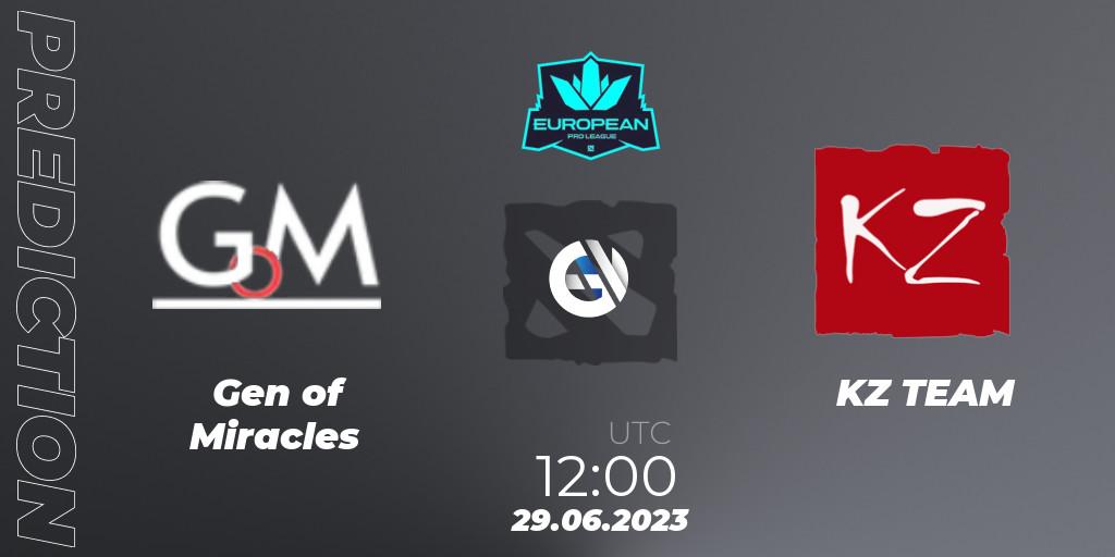 Gen of Miracles vs KZ TEAM: Match Prediction. 28.06.23, Dota 2, European Pro League Season 10