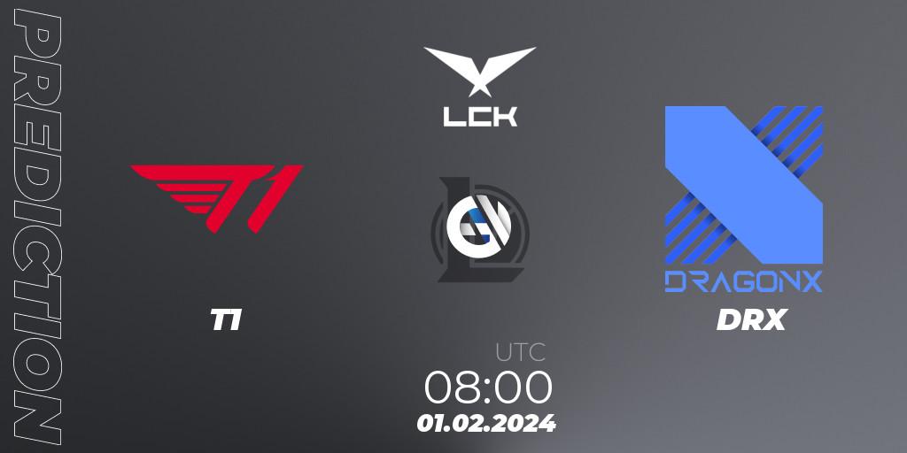 T1 vs DRX: Match Prediction. 01.02.24, LoL, LCK Spring 2024 - Group Stage