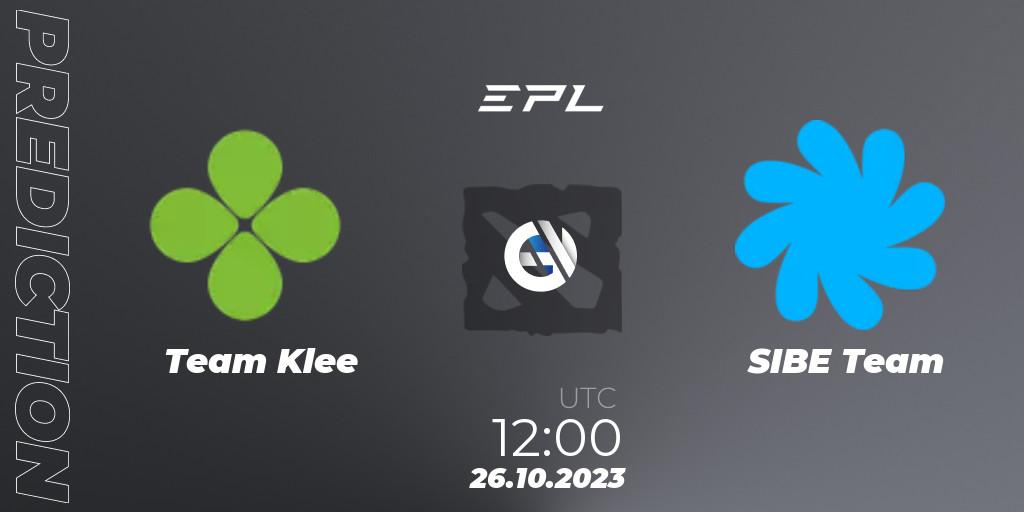 Team Klee vs SIBE Team: Match Prediction. 26.10.23, Dota 2, European Pro League Season 13