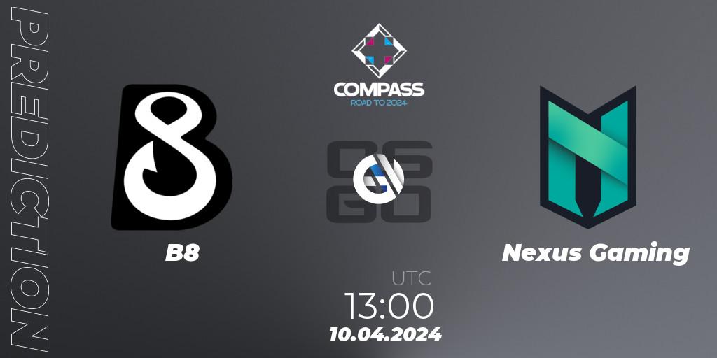 B8 vs Nexus Gaming: Match Prediction. 10.04.24, CS2 (CS:GO), YaLLa Compass Spring 2024