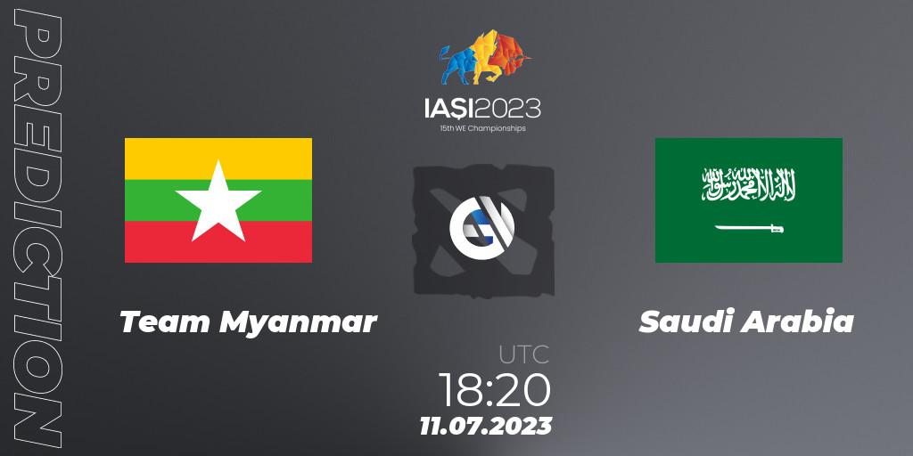 Team Myanmar vs Saudi Arabia: Match Prediction. 11.07.2023 at 18:14, Dota 2, Gamers8 IESF Asian Championship 2023