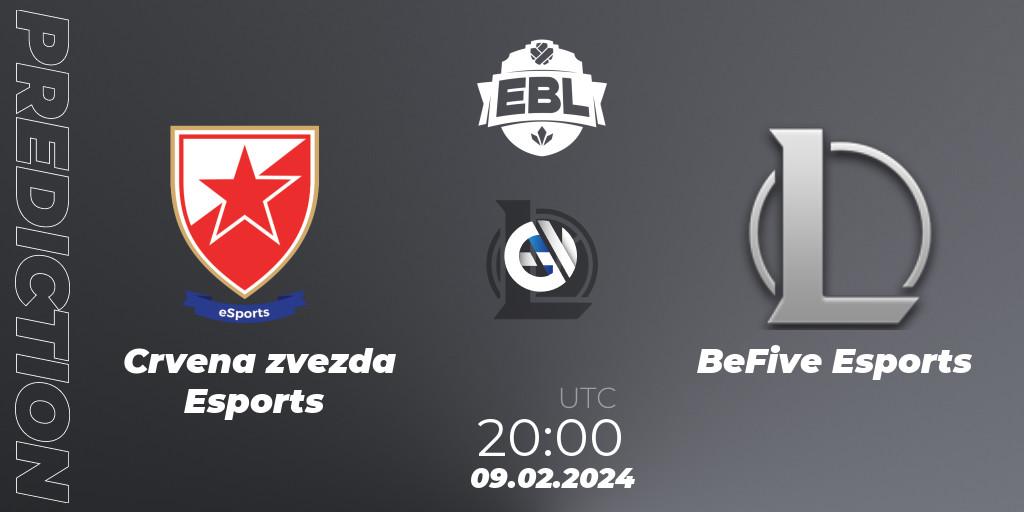 Crvena zvezda Esports vs BeFive Esports: Match Prediction. 09.02.2024 at 20:00, LoL, Esports Balkan League Season 14