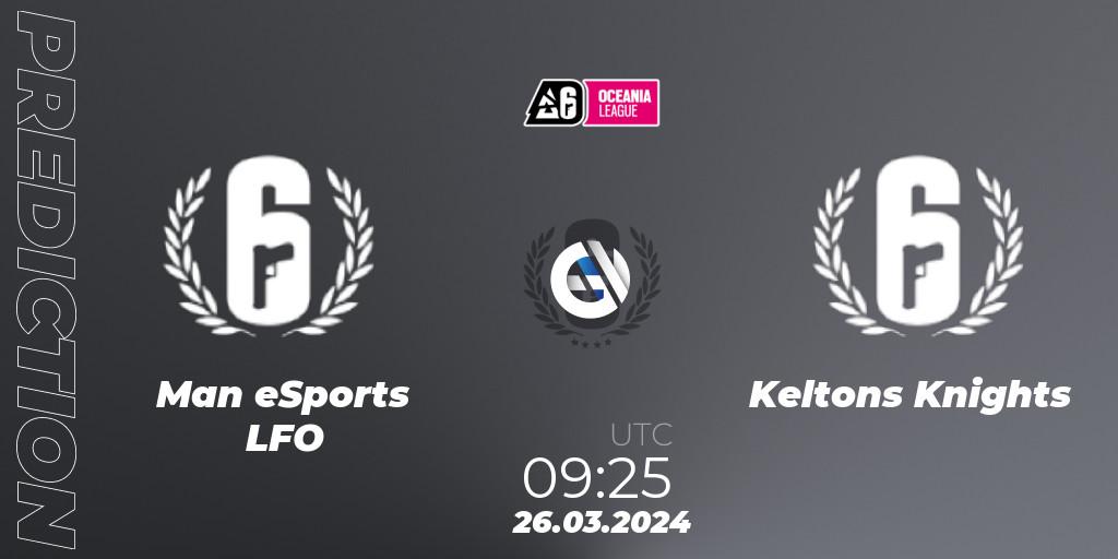 Man eSports LFO vs Keltons Knights: Match Prediction. 26.03.2024 at 09:25, Rainbow Six, Oceania League 2024 - Stage 1