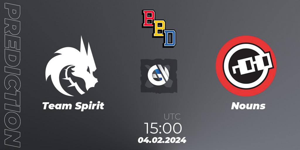 Team Spirit vs Nouns: Match Prediction. 04.02.2024 at 14:43, Dota 2, BetBoom Dacha Dubai 2024