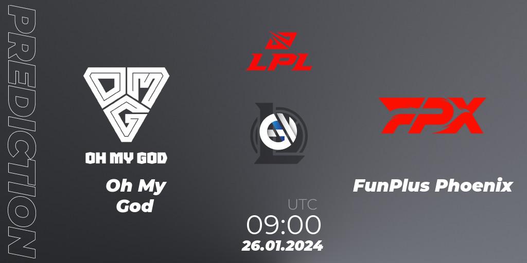 Oh My God vs FunPlus Phoenix: Match Prediction. 26.01.2024 at 09:00, LoL, LPL Spring 2024 - Group Stage