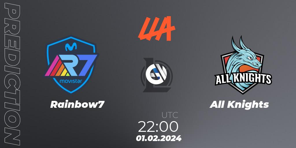 Rainbow7 vs All Knights: Match Prediction. 01.02.24, LoL, LLA 2024 Opening Group Stage