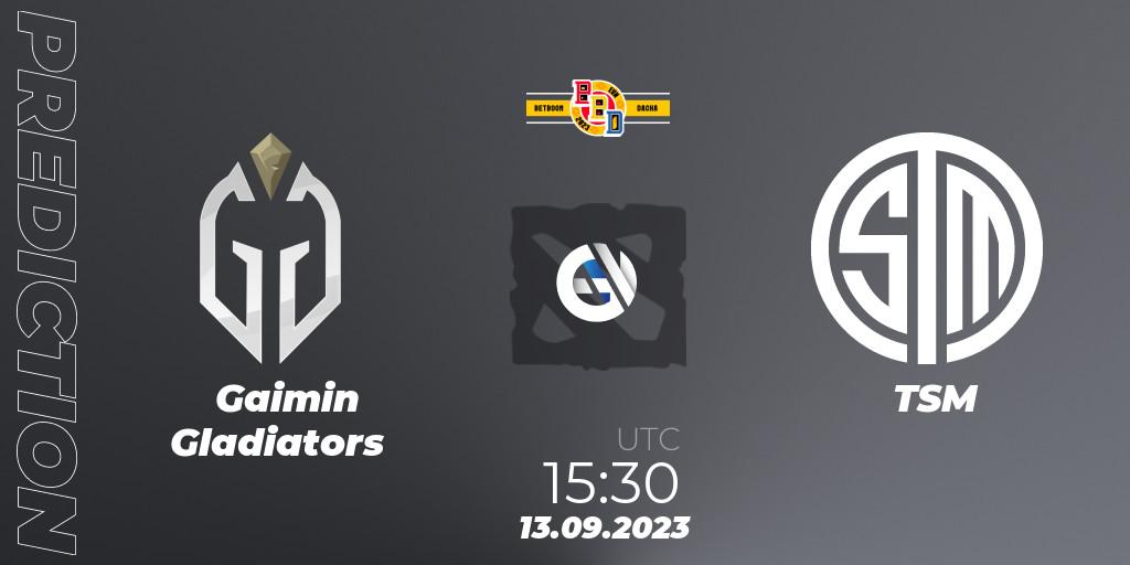 Gaimin Gladiators vs TSM: Match Prediction. 13.09.2023 at 18:00, Dota 2, BetBoom Dacha