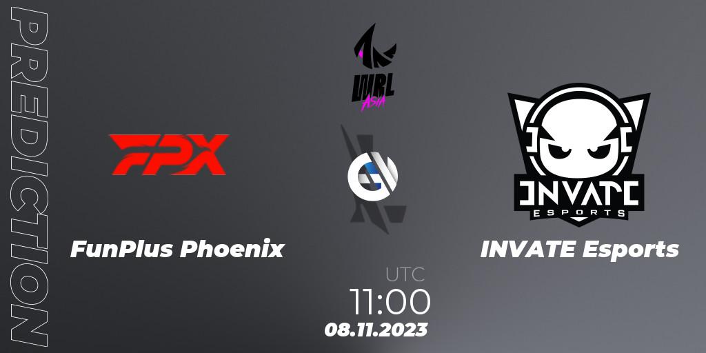 FunPlus Phoenix vs INVATE Esports: Match Prediction. 08.11.23, Wild Rift, WRL Asia 2023 - Season 2 - Regular Season