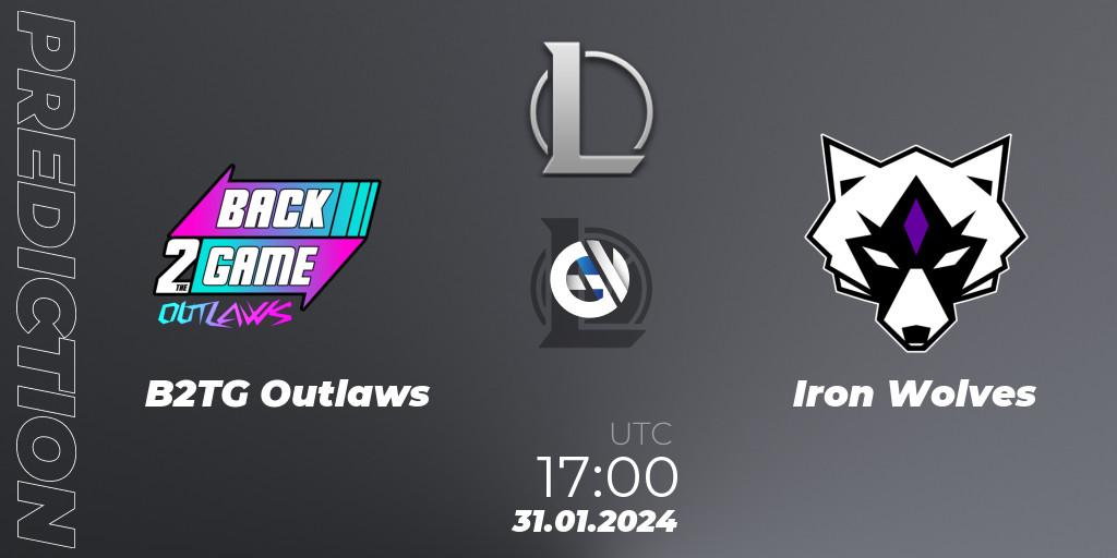 B2TG Outlaws vs Iron Wolves: Match Prediction. 31.01.2024 at 17:00, LoL, Ultraliga S11