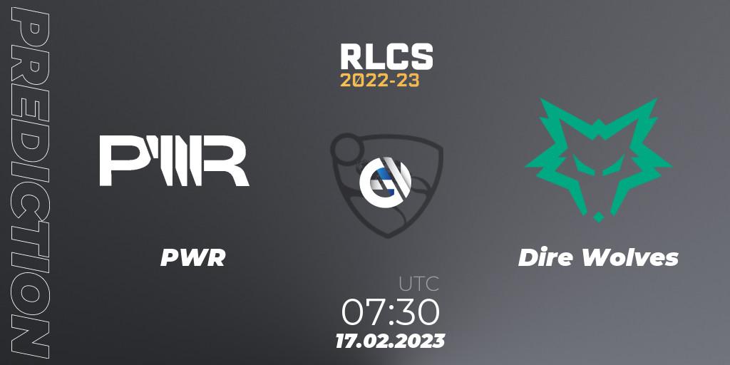 PWR vs Dire Wolves: Match Prediction. 17.02.2023 at 07:30, Rocket League, RLCS 2022-23 - Winter: Oceania Regional 2 - Winter Cup