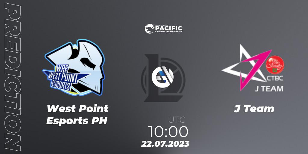 West Point Esports PH vs J Team: Match Prediction. 22.07.2023 at 10:00, LoL, PACIFIC Championship series Group Stage