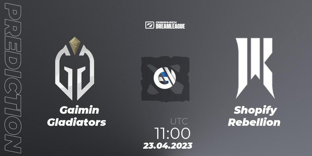 Gaimin Gladiators vs Shopify Rebellion: Match Prediction. 23.04.2023 at 10:55, Dota 2, DreamLeague Season 19