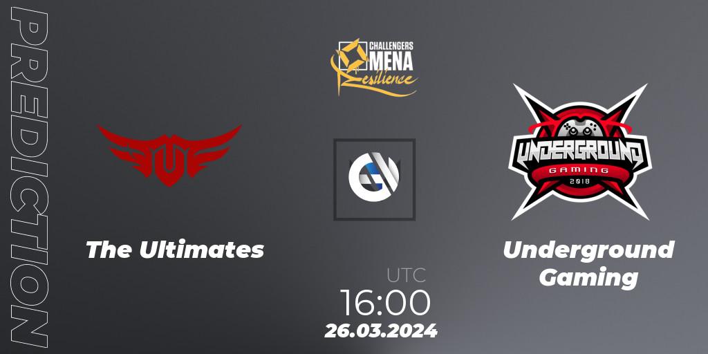 The Ultimates vs Underground Gaming: Match Prediction. 26.03.2024 at 18:00, VALORANT, VALORANT Challengers 2024 MENA: Resilience Split 1 - GCC and Iraq