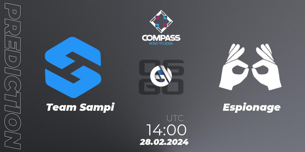 Team Sampi vs Espionage: Match Prediction. 28.02.2024 at 14:00, Counter-Strike (CS2), YaLLa Compass Spring 2024 Contenders