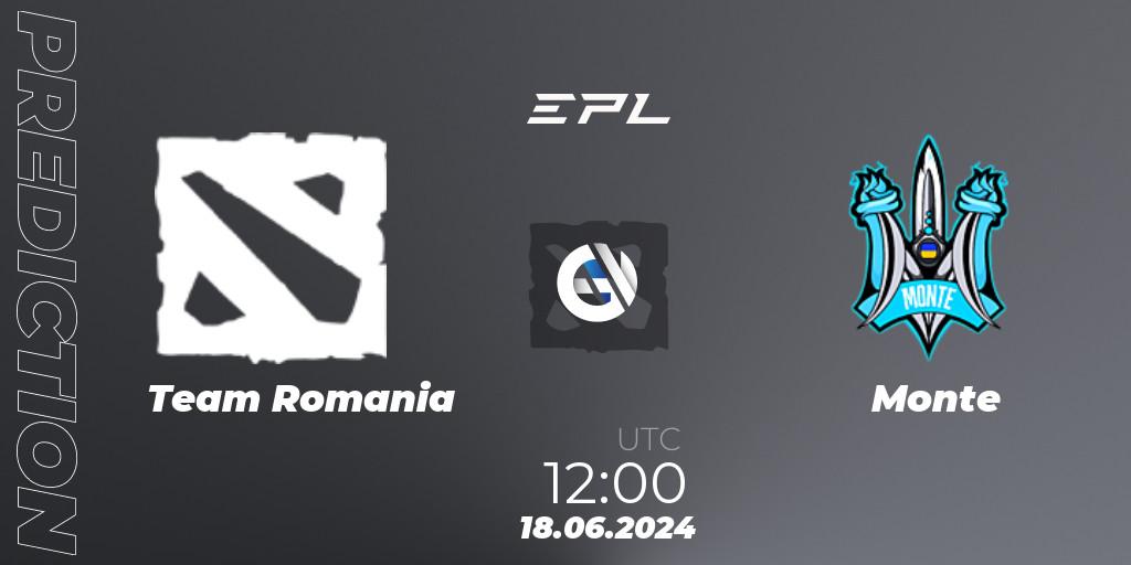Team Romania vs Monte: Match Prediction. 18.06.2024 at 12:00, Dota 2, European Pro League Season 19: Division 2