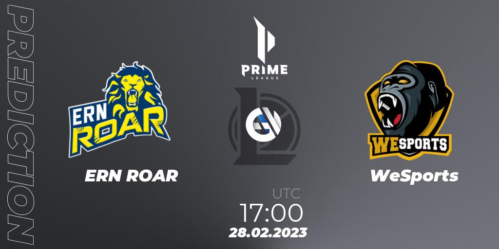 ERN ROAR vs WeSports: Match Prediction. 28.02.23, LoL, Prime League 2nd Division Spring 2023 - Group Stage