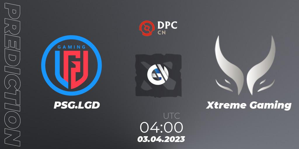 PSG.LGD vs Xtreme Gaming: Match Prediction. 03.04.2023 at 04:02, Dota 2, DPC 2023 Tour 2: China Division I (Upper)