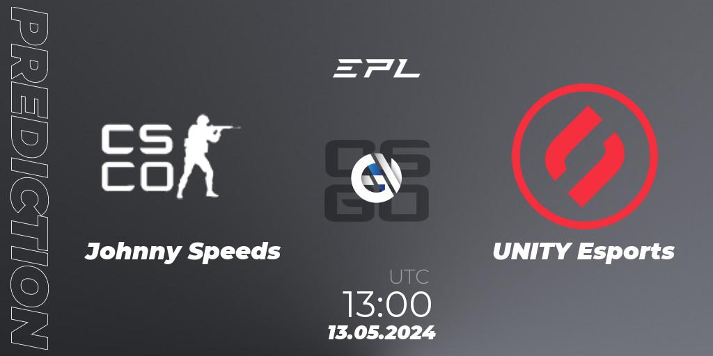 Johnny Speeds vs UNITY Esports: Match Prediction. 13.05.2024 at 13:00, Counter-Strike (CS2), European Pro League Season 17: Division 2