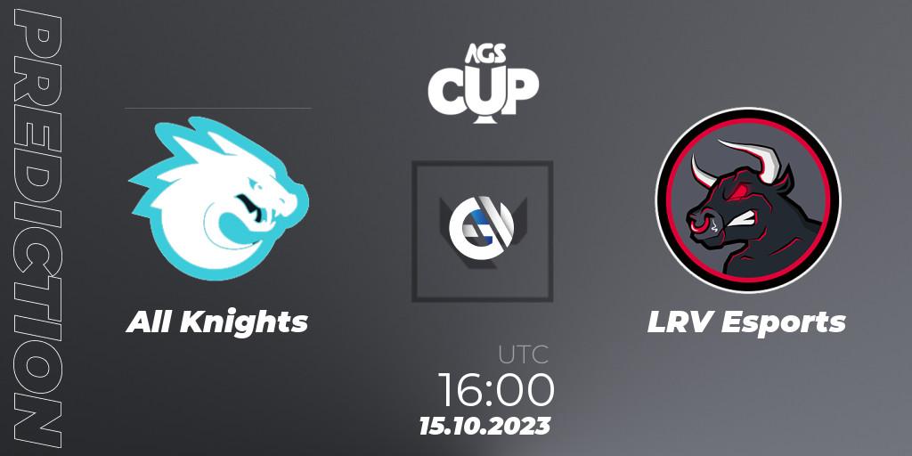 All Knights vs LRV Esports: Match Prediction. 15.10.2023 at 23:00, VALORANT, Argentina Game Show Cup 2023