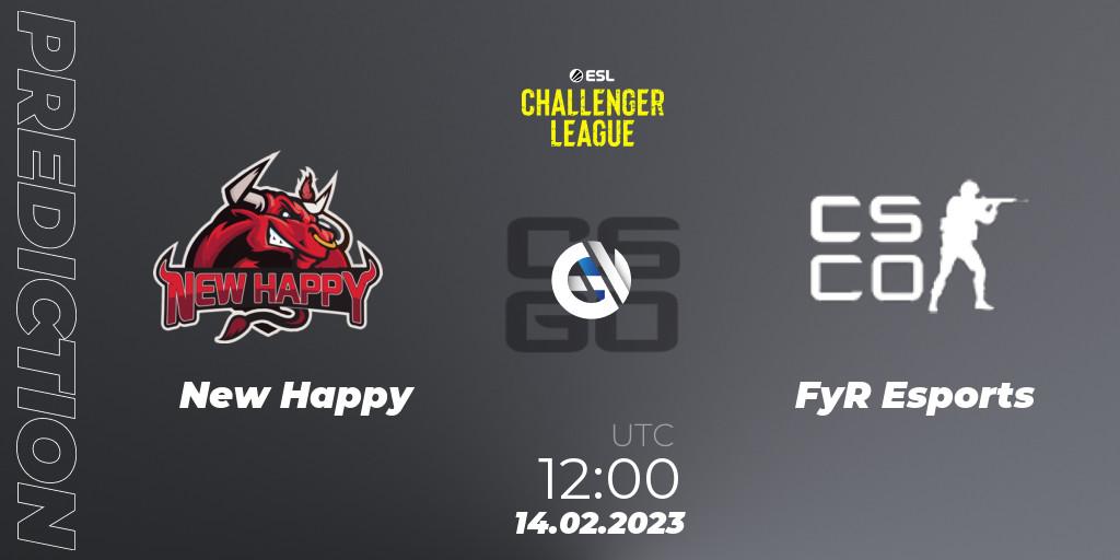 NewHappy vs FyR Esports: Match Prediction. 14.02.2023 at 12:00, Counter-Strike (CS2), ESL Challenger League Season 44: Asia-Pacific