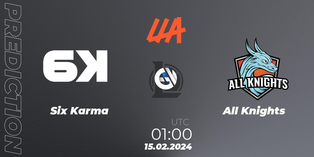 Six Karma vs All Knights: Match Prediction. 15.02.24, LoL, LLA 2024 Opening Group Stage