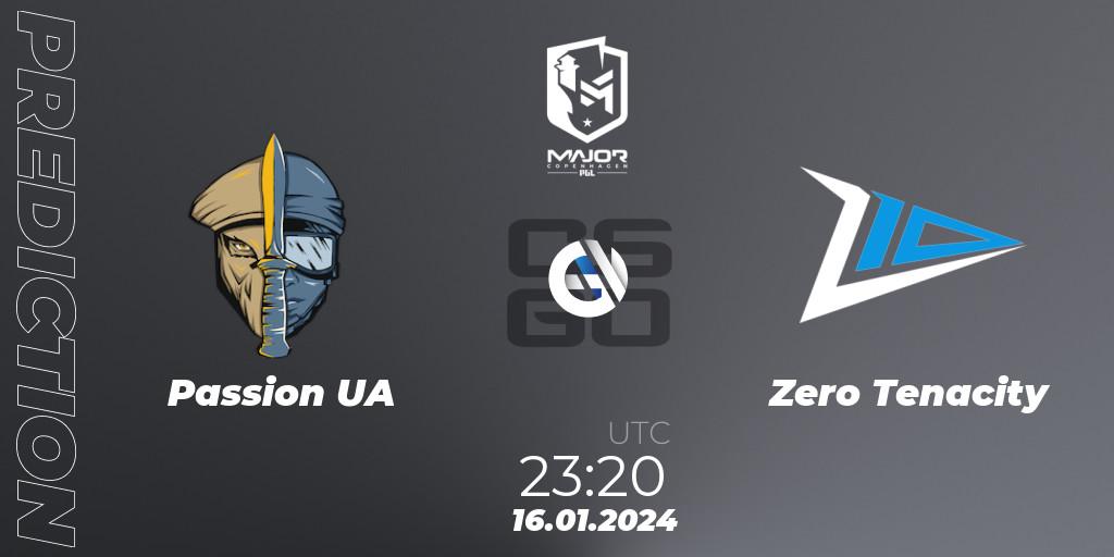 Passion UA vs Zero Tenacity: Match Prediction. 16.01.2024 at 23:20, Counter-Strike (CS2), PGL CS2 Major Copenhagen 2024 Europe RMR Open Qualifier 4